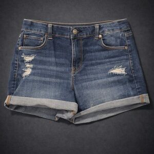 American Eagle Outfitters Dark Blue Distressed Jean Shorts